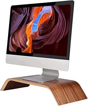 SAMDI Wooden Monitor Stand,Wood Laptop Stand Desktop Riser Holder, for Apple Macbook Air Pro iMac LCD Monitor PC ,TVs Printer ,Computer Screen ,other Notebook Computer (Black Walnut)