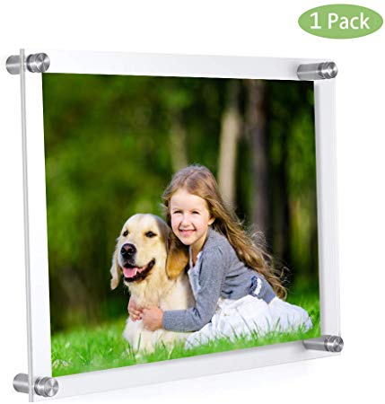 Meetu Acrylic 11 x 14 Frame -Inner 10x12 Picture Frame -Wall Mount Photo Frame Use As Family Picture Frame, Baby Photo Frame, Document Frame, Art Frames -Create Supper Clear Floating Look