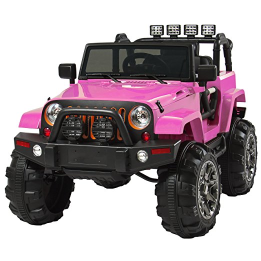Best Choice Products 12V Ride On Car Truck W/ Remote Control, 3 Speeds, Spring Suspension, LED Lights Pink