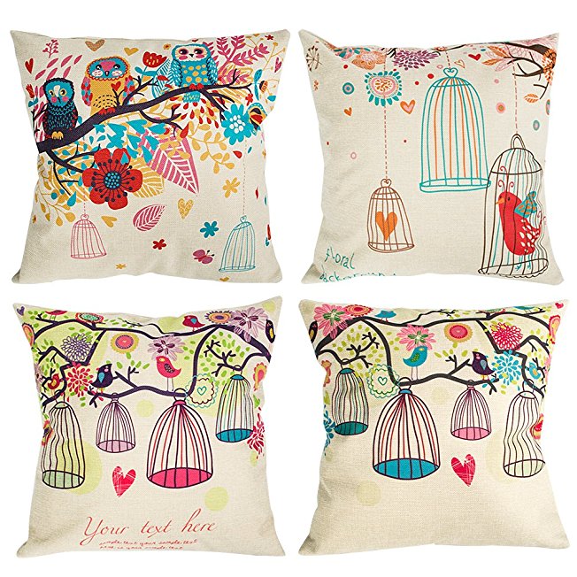 Throw Pillow Covers Decorative Pillowcases 18x18inch (4 pieces set) Pillow Cases Home Car Decorative (Fly free）