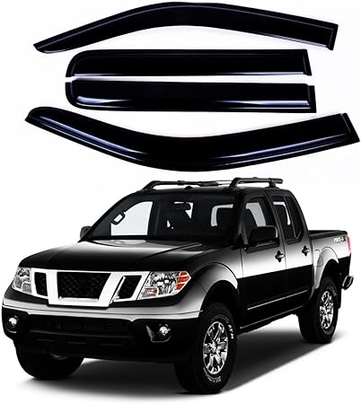 Fits Nissan Frontier 2005-2020 Acrylic Safe Smoke Window Visor Set - Sun, Rain, and Vent Protection, 4-Pieces Window Deflector Guard Kit
