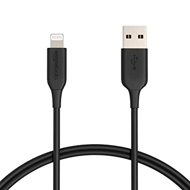 Amazon Basics New Release ABS USB-A to Lightning Cable Cord, MFi Certified Charger for Apple iPhone, iPad, Black, 3-Ft