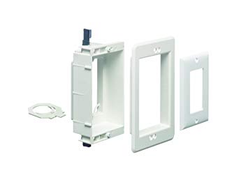 Arlington LVU1W-1 Recessed Low Voltage Mounting Bracket with Paintable Wall Plate, 1-Gang, White