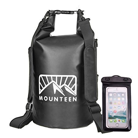 Waterproof Dry Bag By Mounteen: Roll Top Secure Sack To Keep Your Gear Safe From Water, Perfect For Kayaking and Watersport, Adjustable Straps With Waterproof Phone Case, 4 Colors And 2 Sizes