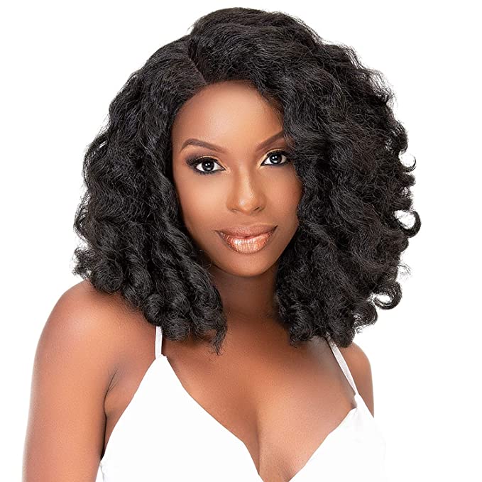 Janet Collection Synthetic Natural Me Deep Part AMANI Lace Wig (1B)