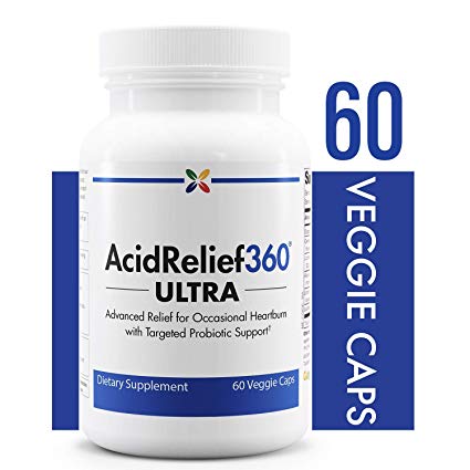 Stop Aging Now - AcidRelief360 Ultra with GutGard and Probiotics - Advanced Relief for Occasional Heartburn with Targeted Probiotic Support - 60 Veggie Caps