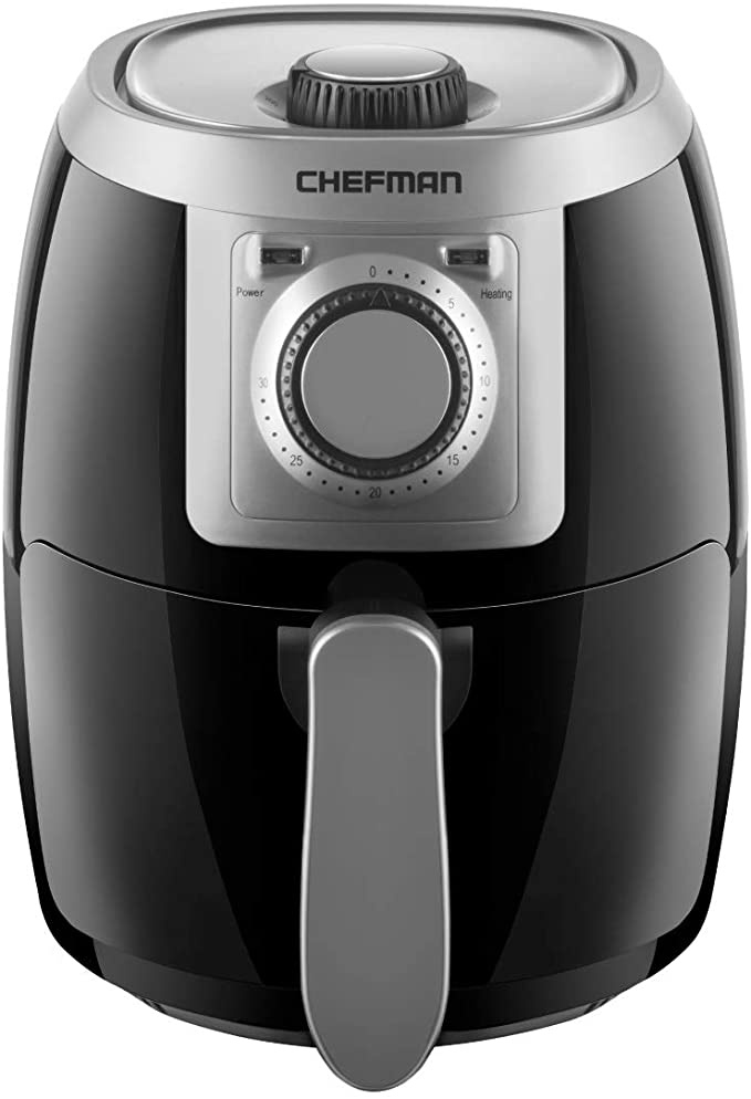 Chefman TurboFry 2 Quart Air Personal Compact Healthy Fryer w/Adjustable Temperature Control, 30 Minute Timer and Dishwasher Safe Basket, Black, 4.2 Pint, Manual