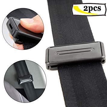 Ansblue Car Seat Belt Adjuster, Seatbelt Clips, Smart Adjust Seat Belts to Relax Shoulder Neck - 2PCS / Black