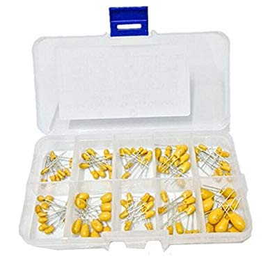 WINGONEER 10Values 16V 1uF~100uF Tantalum Capacitor Assorted kit with Plastic Box - 100PCS
