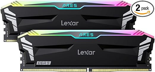 Lexar ARES RGB 32GB (2x16GB) DDR5 RAM 6400MT/s CL32 Desktop Memory - Intel XMP 3.0 (Black) LD5EU016G-R6400GDLA