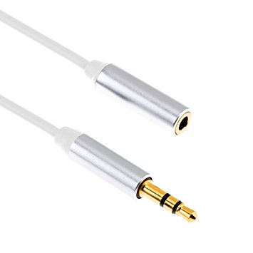 GizzmoHeaven 5M Auxiliary Audio Extension Cable 3.5mm AUX Stereo Jack Lead Male to Female for iPhone, iPod, MP3 Player, Smart phone, Speaker, Beats Headphones, Car and Home Sound Systems - 5 Metre White