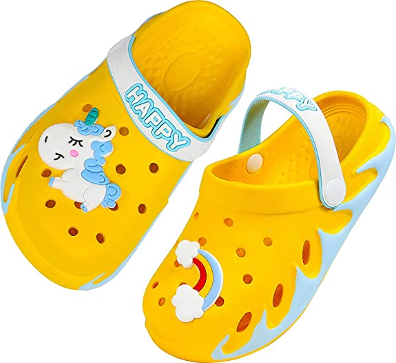 Weweya Kids Garden Clogs Summer Cute Sandals Slippers with Cartoon Charms for Boys Girls Toddler Outdoor Indoor