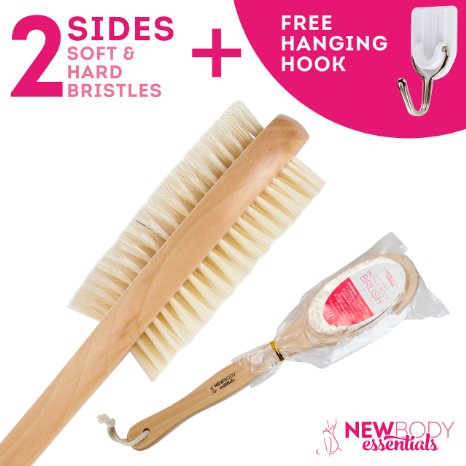 Bath Brush With Double Sided Head and FREE Hanging Hook A Body Brush is Perfect for Exfoliating and Dry Brushing Our Long Handled Back Brush Is The Best Shower Brush  Back Scrubber For Men And Women