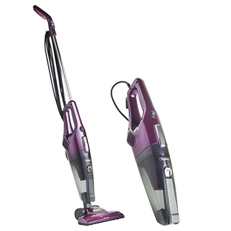 VonHaus 600W 2 in 1 Upright Stick & Handheld Vacuum Cleaner with HEPA and Sponge Filtration & FREE Crevice Tool includes Free 2 Year Warranty - Purple [Energy Class A]