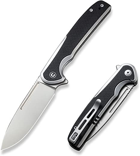 CIVIVI Voltaic Folding Knife 3.48-in Silver Bead Blasted 14C28N Blade Stainless Steel Handle with G10 Inlay Nested Frame Lock Pocket Knife EDC Knife C20060-2