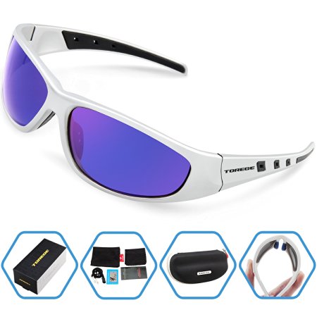 Torege Polarized Sports Sunglasses For Men Women Cycling Running Fishing Driving Baseball Golf TR90 Unbreakable Frame TR016