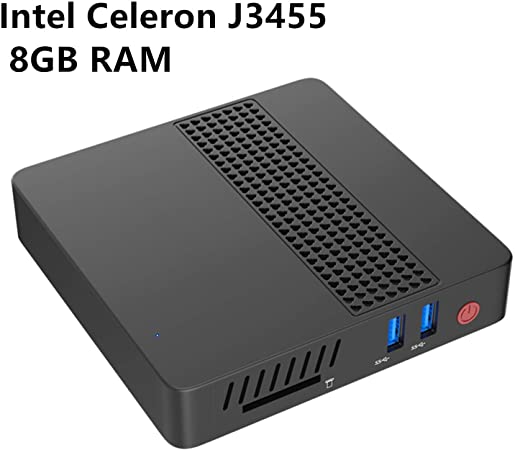 Mini PC Desktop Computer Intel Celeron Apollo Lake J3455 Processor (up to 2.3GHz),8G LPDDR4/eMMC 64GB Windows 10 HDMI&VGA HD Display 2.4G 5G Dual WiFi USB 3.0/BT 4.2 DIY M.2 NGFF SSD