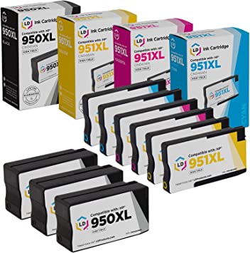 LD Remanufactured Ink Cartridge Replacement for HP 950XL (3 Black,2 Cyan,2 Yellow,2 Magenta , 9 pk )