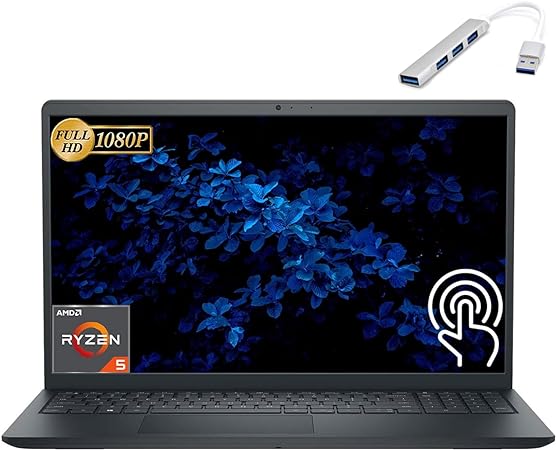 Dell Inspiron 15 Touch Laptop - 15.6" FHD Business Laptop, AMD Ryzen 5-7530U Processor, 32GB RAM, 1TB SSD, AMD Radeon Graphics, with 4-Port USB HUB, Webcam, HDMI, Windows 11 Home