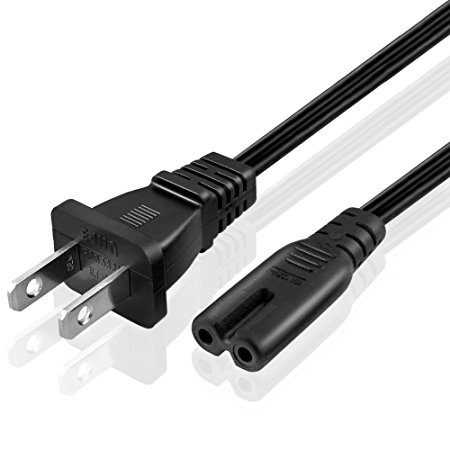 TNP Universal 2 Prong Power Cord (10 Feet) - NEMA 1-15P to IEC320 C7 Figure 8 Shotgun Connector AC Power Supply Cable Wire Socket Plug Jack (Black) Compatible with Apple TV, PS4, PS3 Slim, LED HDTV