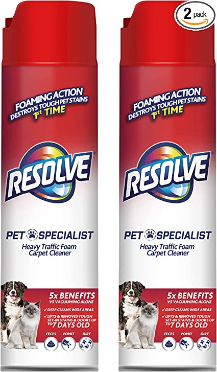 Resolve Pet Specialist Heavy Traffic Foam, Carpet Cleaner, 2 packs of 22oz