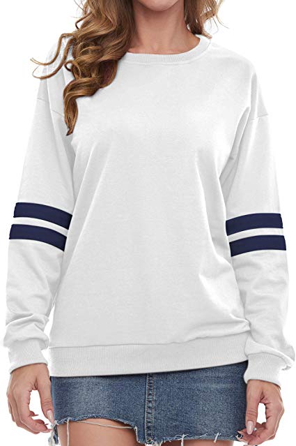 SATINIOR Women's Ultra Soft Solid Fleece Crew Neck Sweatshirts Pullover Sweaters