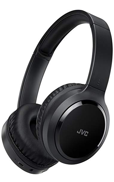 JVC S80BT Bluetooth Wireless Over Ear Headphones Foldable Around Ear Premium Headphones with Active Noise Cancelling - Black