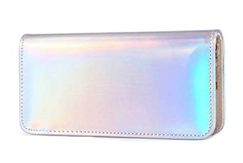 Hologram Slim PU Leather Wallet with Zipper Long Clutch Wallet Purse for Women