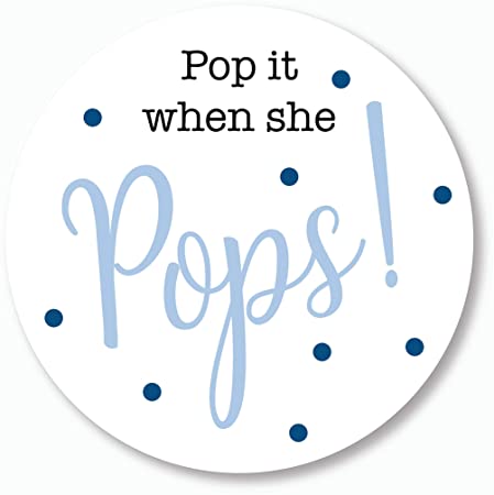 40ct, Pop it When She Pops Stickers, Baby Shower Champagne, Beer, Soda, Wine Favor Stickers, 2 inches (#007-BG)