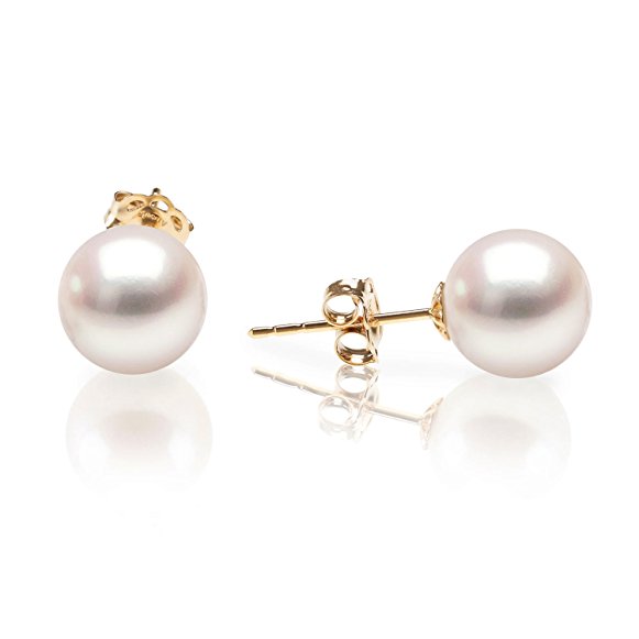 14K Gold AAA  AKOYA Cultured Pearl Stud Earrings - Handpicked