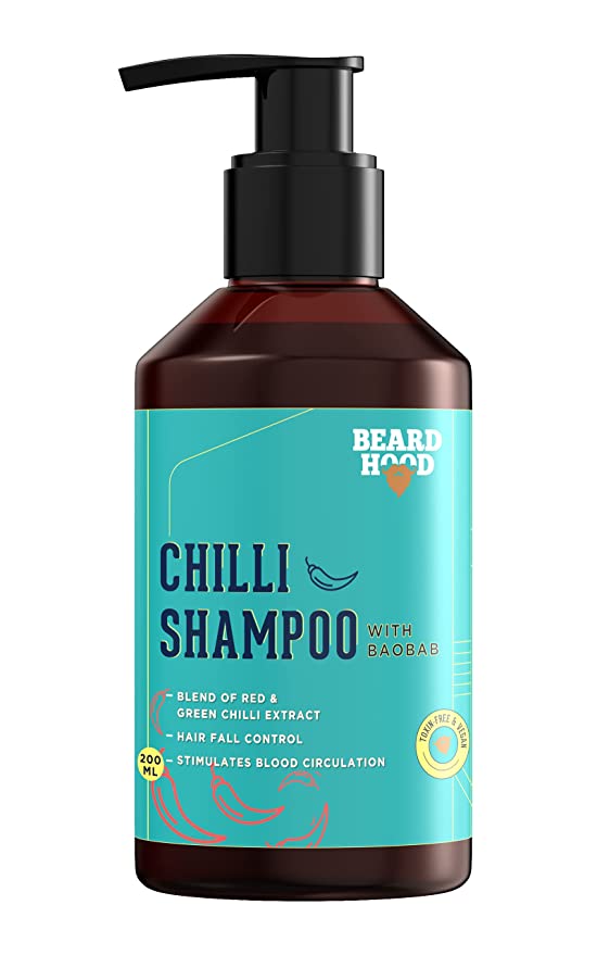 Beardhood Chilli Shampoo for Hair Growth, 200ml | Red & Green Chilli Extract | Hair Fall Control | Zero Toxin & Vegan