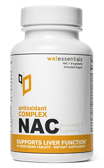 Wel EssentialsTM NAC (N-Acetyl-Cysteine) Antioxidant Complex - Supports Liver Function* - 30 Servings, 60 Vegetarian Tablets (With Grape Seed Extract, Selenium and Vitamin C)