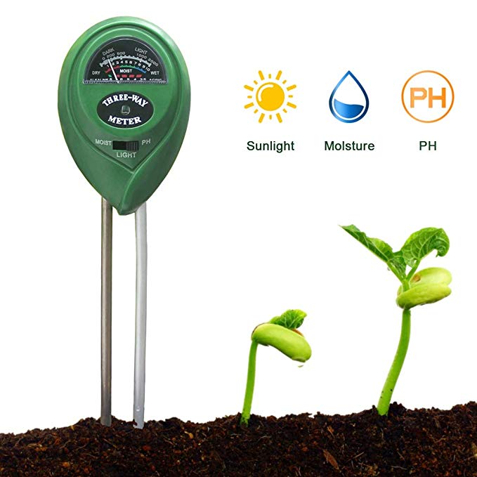Soil Moisture Meter Sensor Meter-3-IN1 Soil Moisture/Light/pH Tester Gardening Tool Kits for Plant Care, Light and PH Test for Garden, Farm, Lawn, Indoor & Outdoor Soil Tester (No Battery Needed)