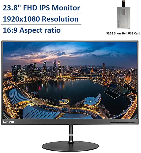 2020 Lenovo 23.8" FHD IPS White LED Monitor, 1920x1080 Resolution, 16:9 Aspect Ratio, 4ms Response Time, 178 Degrees Viewing Angles, 3,000:1 Static Contrast Ratio, HDMI, Black