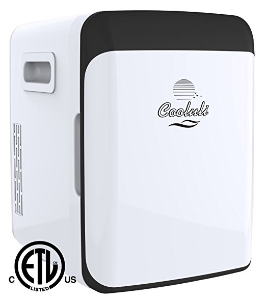 Cooluli Electric Mini Fridge Cooler and Warmer (10 Liter / 12 Can): AC/DC Portable Thermoelectric System (White)