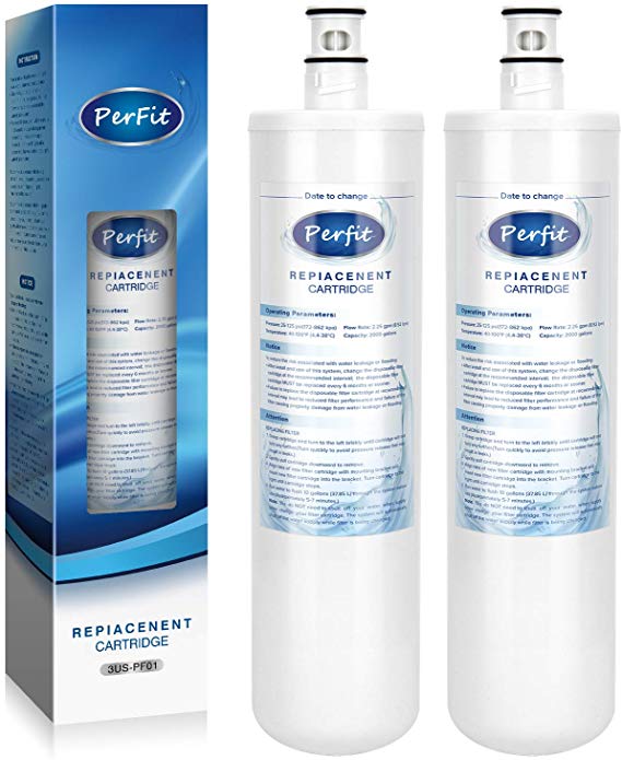 PerFit 3US-PF01 Under Sink Water Filter, Compatible with Advanced 3US-PF01, 3US-MAX-F01H, 3US-PF01H, Manitowoc K-00337, K-00338, K00337, K00338, Delta RP78702,（2 Pack）.