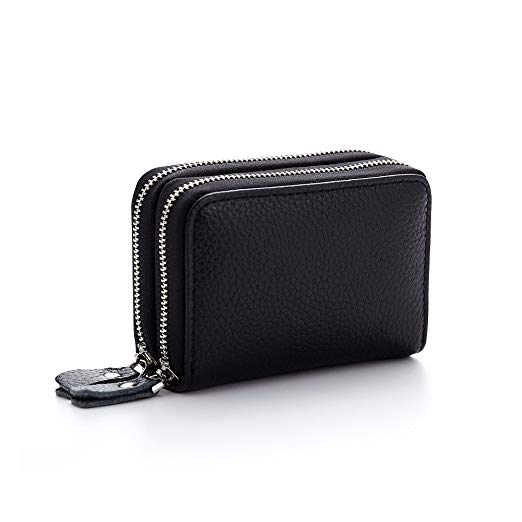 Credit Card Wallet Holder,BaouBow Double Zipper Case Leather Purse with 12 Card Slots