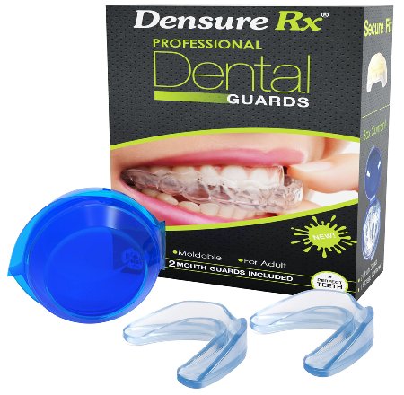 Densure Rx Mouth Guards- Pack Of 2- Professional Dental Guards- Clinically Tested- Relief From Bruxism, TMJ, Teeth Grinding-Adjustable size-Protection For Athletes- Instruction e-book!