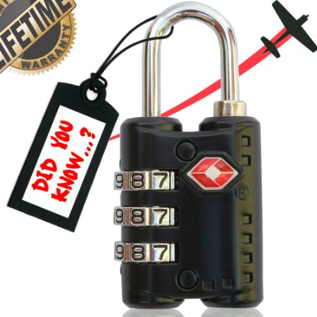 Sureina Combination Lock  Travel Suitcase and Luggage Lock  TSA Approved and Accepted  Set Your Own Combination 3 Digit Combination Padlock  Small Portable and Resettable Best Choice For Safe Travel