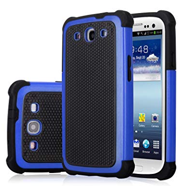 Galaxy S3 Case, Jeylly(TM) [Shock Proof] Scratch Absorbing Hybrid Rubber Plastic Impact Defender Rugged Slim Hard Case Cover Shell Samsung Galaxy S3 S III I9300 GS3 All Carriers