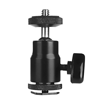 prost Mini Ball Head with Lock and Hot Shoe Adapter Camera Cradle 1/4" Screw Mount for DSLR Camera Camcorder Video Light LCD Monitors