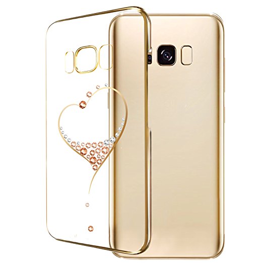 Galaxy S8 Plus Case Bling Diamond Crystals from Swarovski Element Hard PC Transparent Sparkly Cover for Samsung Galaxy S8 Plus 6.2 Inch Gold