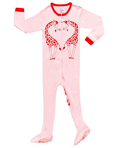 KikizYe Little Baby Girls Footed Pajama Sleeper 100% Cotton Pjs Size 6M-5T