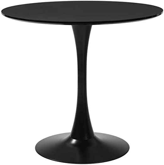 GreenForest Round Dining Table 32" Mid-Century Modern Tulip Leisure Coffee Table with Metal Pedestal Base, Black