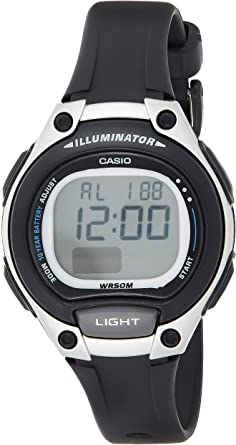 Casio LW-203-1A Ladies Boys Black Silver Resin Strap Digital Watch LW-203 New