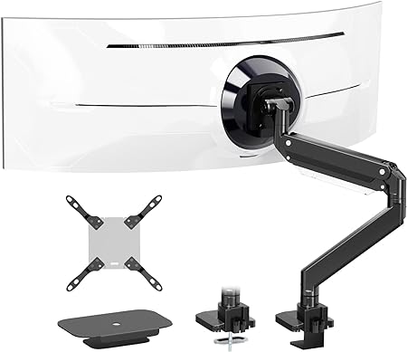 PUTORSEN 17-57 Inch Ultrawide Monitor Arm and TV Desk Mount,up to 27kg, Premium Aluminum Single Monitor Arm Desk Mount with Gas Spring, Steel Reinforcement Plate, VESA 75x75 to 200x200