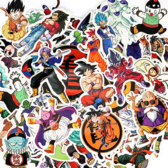 Sarissa 100PCS Cool Dragon Ball Z Vinyl Laptop Decals, Custom DBZ Sticker Sheet, Cute Anime Decals, Clear Stickers, Water Resistant & Easy Peel for No Mess Transfer (Dragon Ball Stickers 100PCS)