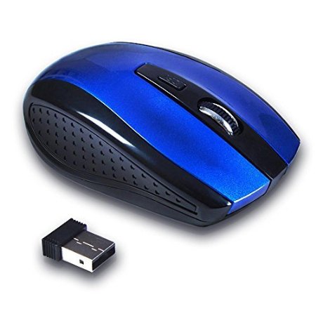 Accmart(TM) Polished 2.4GHz USB Wireless Portable Optical Mouse Cordless Mice with DPI Switch   USB 2.0 Receiver Blue