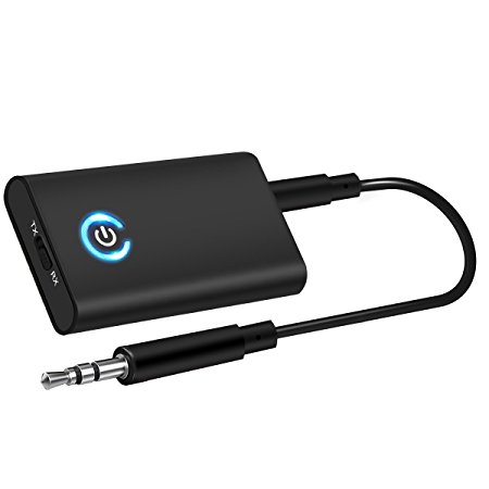 Bluetooth 4.1 Transmitter / Receiver, ELEGIANT 2-in-1 Wireless Bluetooth Adapter with 3.5mm Stereo Output for PC / TV / Home Car Sound System / Wired Speakers Headphones Black