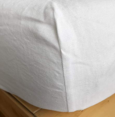 Linoto 100% Linen Fitted Sheet White Queen Size,